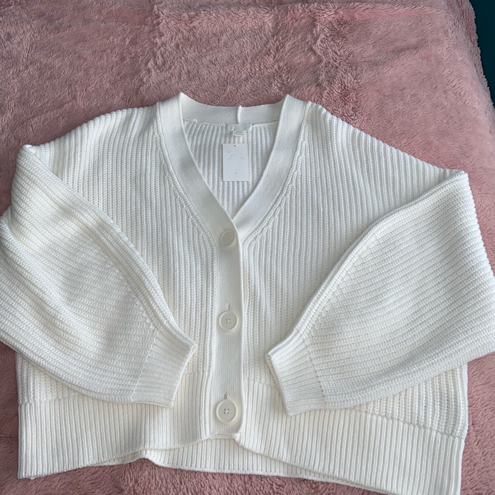 H&M White Knit Cardigan